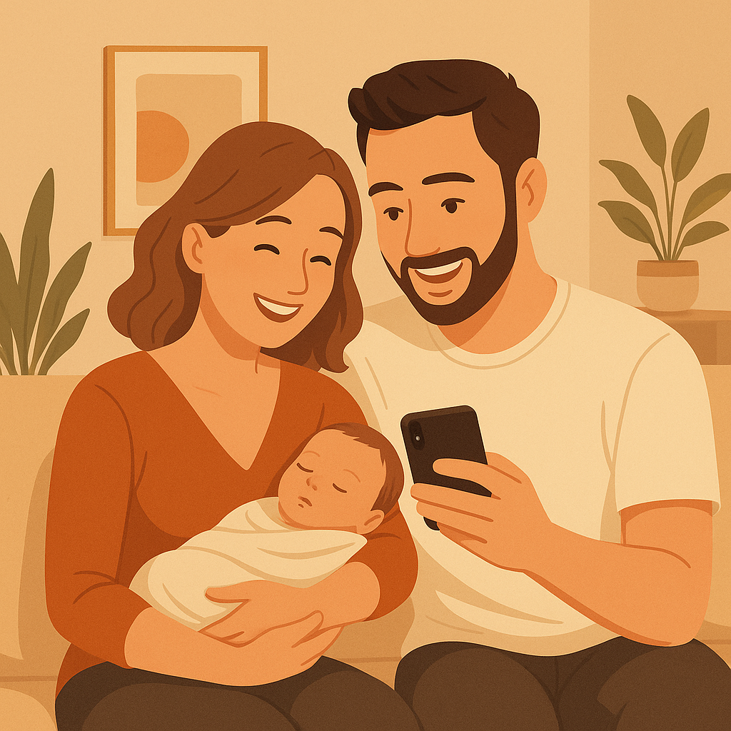 Bébé souriant avec ses parents